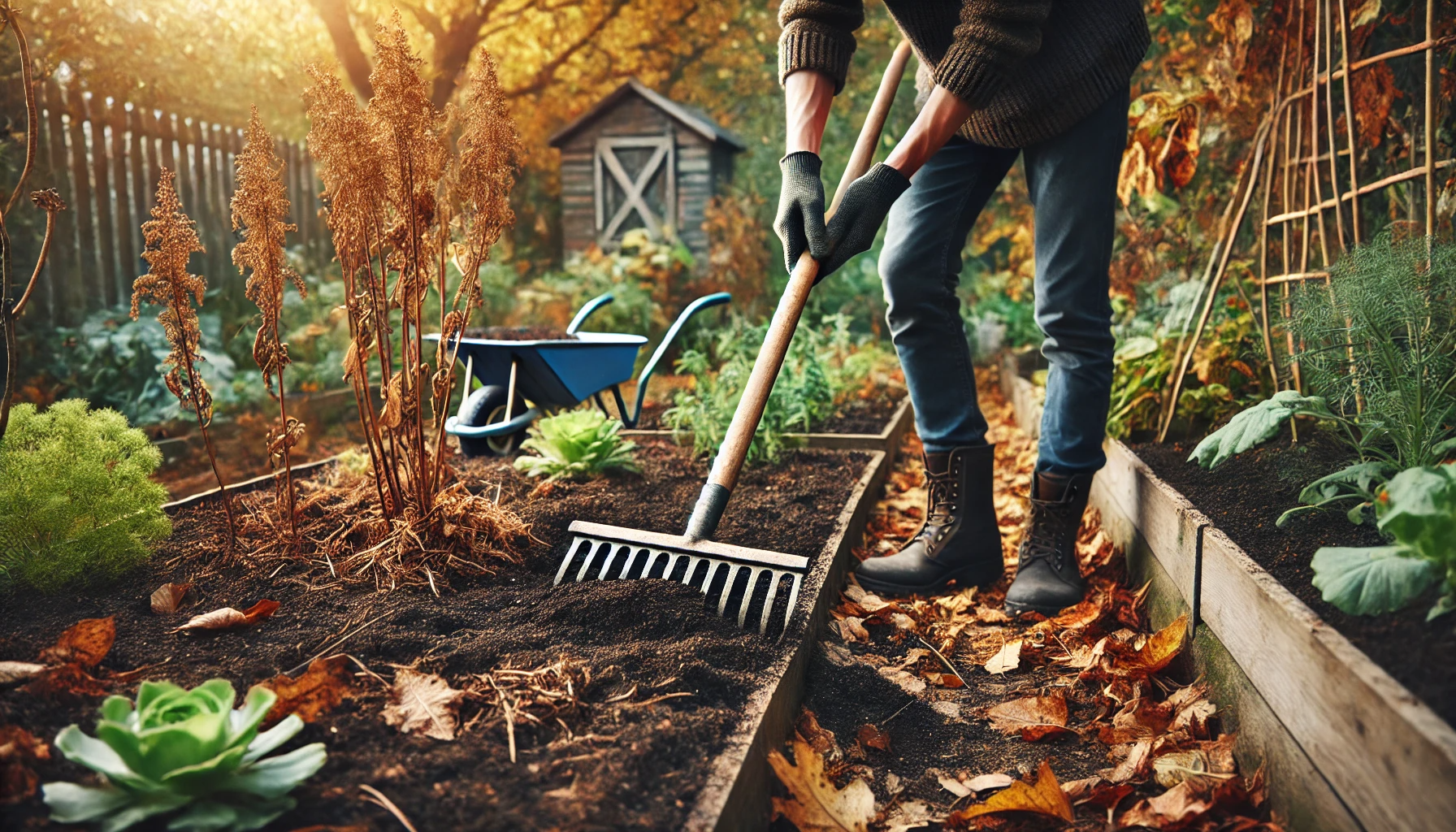 DALL·E_2024-10-25_09.57.16_-_A_gardener_using_a_rake_to_spread_mulch_over_a_prepared_garden_bed_in_the_fall._The_soil_is_clean_and_loosened,_ready_for_the_mulch._The_background_sh.png