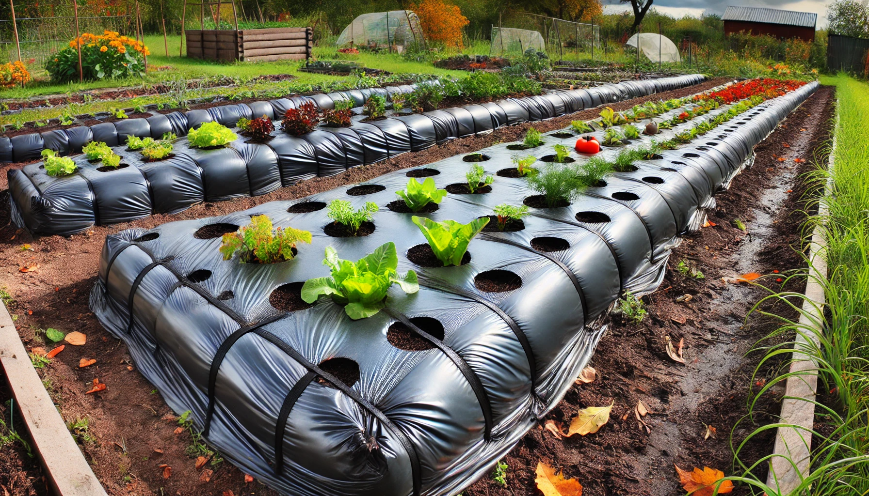 DALL·E_2024-10-25_09.57.24_-_A_vegetable_bed_covered_with_black_mulch_film,_with_neat_holes_where_vegetables_are_growing._The_garden_bed_looks_organized,_with_the_mulch_film_secur.png